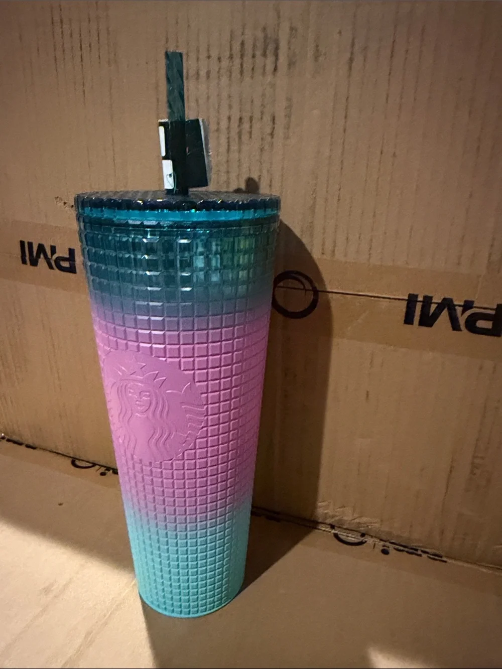 Starbucks Pink to Teal Ombre Studded Tumbler with Straw